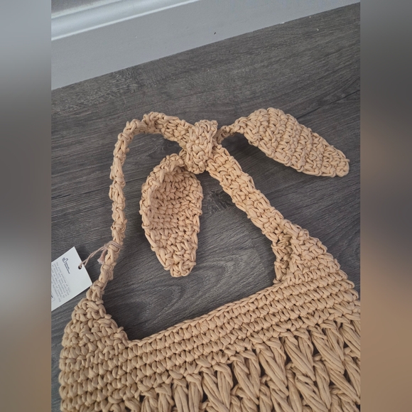 A New Day Woven Paper Straw Tie Top Shoulder Bag NWT - Picture 3 of 6